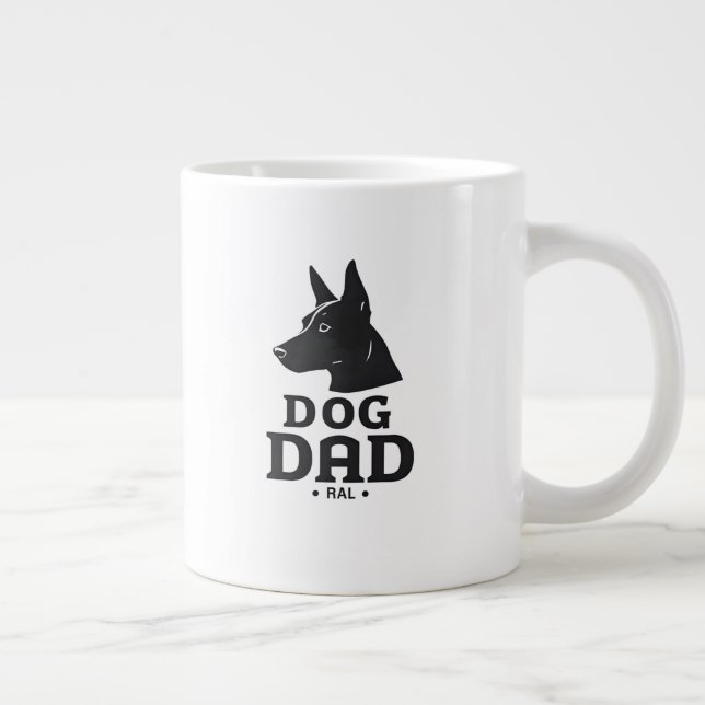 Dog Dad Gifts for Him – Funny & Custom Gea Large Coffee Mug (Right)