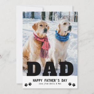 Dog Dad Happy Father's Day Paw Print Modern Photo Holiday Card