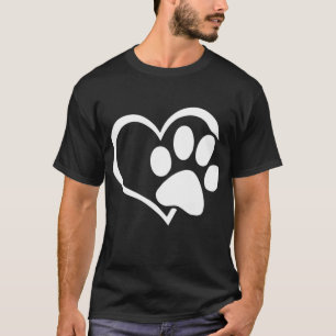 Dog Dad Mum Puppy Love Dogs Paw Print Heart Women T-Shirt