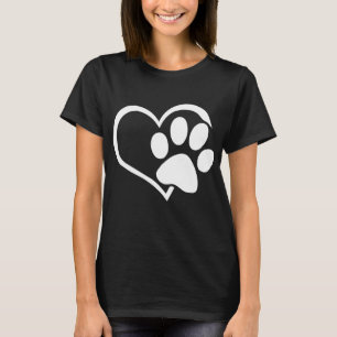 Dog Dad Mum Puppy Love Dogs Paw Print Heart Women T-Shirt