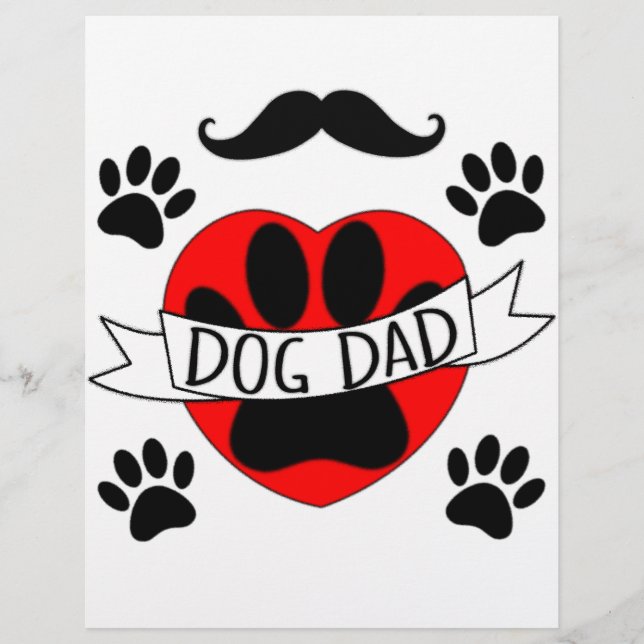 Dog Dad Paw And Red Heart Drawing (Front)