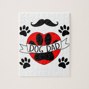 Dog Dad Paw And Red Heart Drawing Jigsaw Puzzle