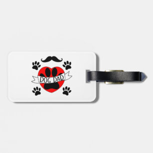 Dog Dad Paw And Red Heart Drawing Luggage Tag