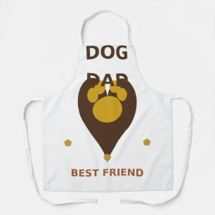 Dog Dad Paw Heart, Retro Boho Pet Lover Design Apron