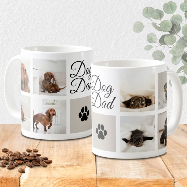 Dog Dad Paw Print Eight Pet Photos Custom Coffee Mug (Creator Uploaded)