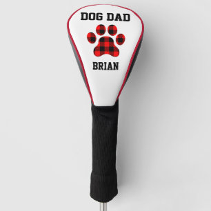 Dog Dad Paw Red, Black & White Golf Head Cover