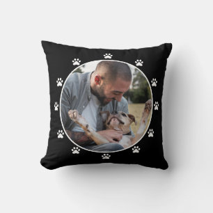 Dog Dad Pawprint Pet Photo Cushion