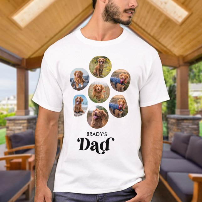 Dog DAD Personalised Dog Lover Pet Photo Collage T-Shirt (Creator Uploaded)