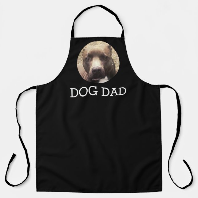 Dog Dad Pet Photo Black BBQ Apron (Front)