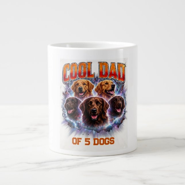 Dog Dad Portrait Personalized Number Custom Design Large Coffee Mug (Front)