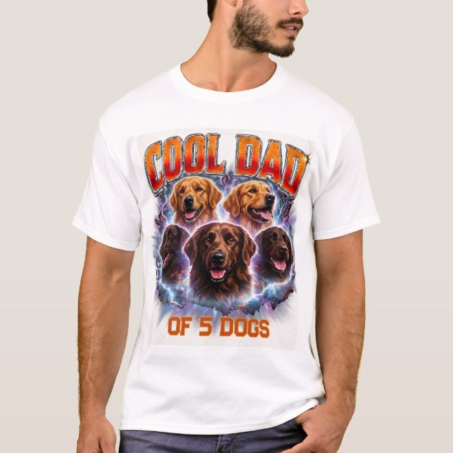 Dog Dad Portrait Personalized Number Custom Design T-Shirt (Front)