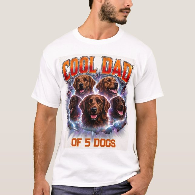Dog Dad Portrait Personalized Number Custom Design T-Shirt (Front)