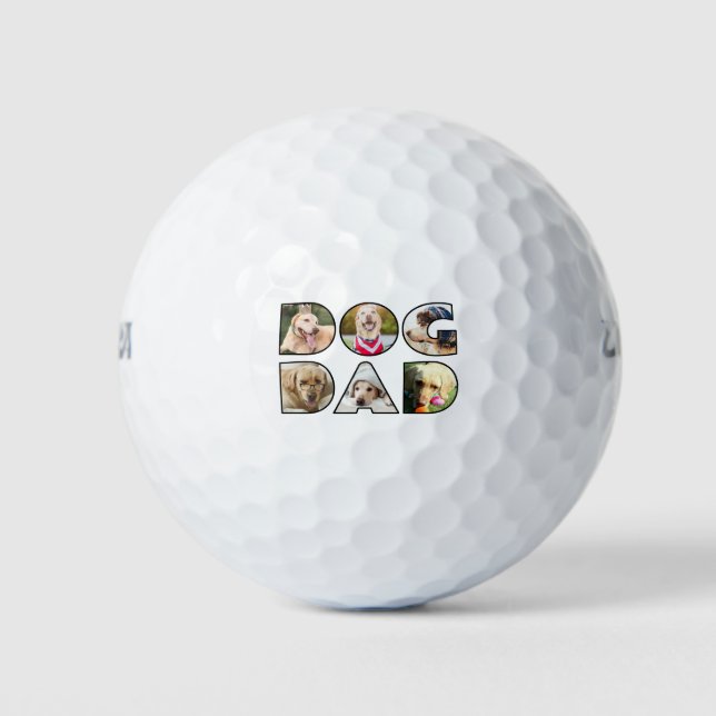 Dog Dad Quote 6 Photo Collage Dog Lover Golf Balls (Front)