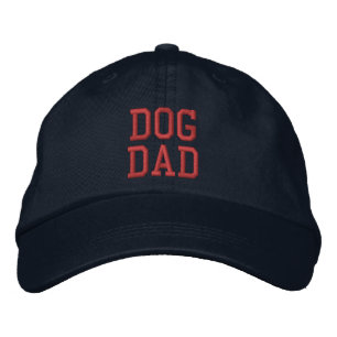 Dog Dad red custom text cute modern funny Embroidered Hat