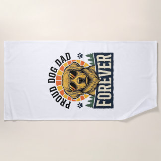Dog Dad Shirt Vintage Golden Retriever Retro Desig Beach Towel