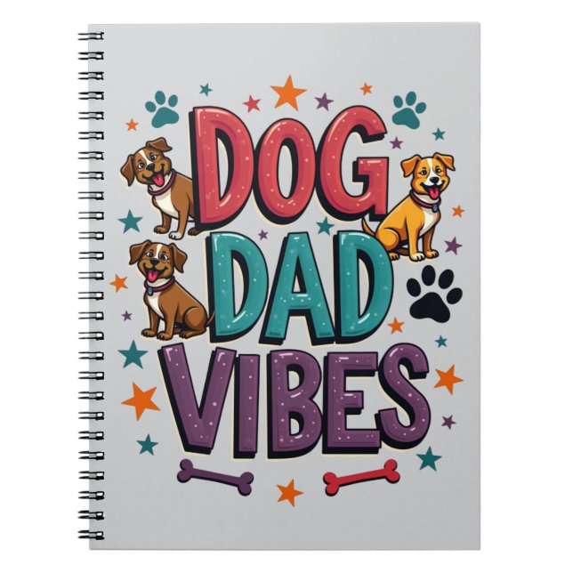 Dog Dad Vibes – Retro Groovy 70’s Notebook (Front)