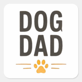 Dog Dad With Paw Simple Design Square Sticker