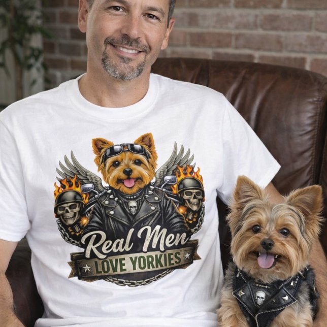 Dog Dad Yorkie Biker  T-Shirt (Creator Uploaded)