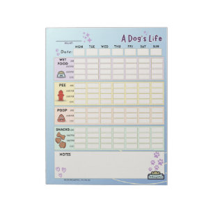 Dog Daily Tracker: Monday Starter Notepad