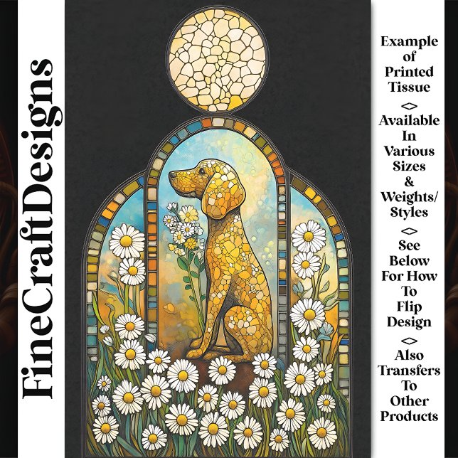 Dog & Daisies, Colourful Stained Glass Y8 Decoupag Tissue Paper (Creator Uploaded)