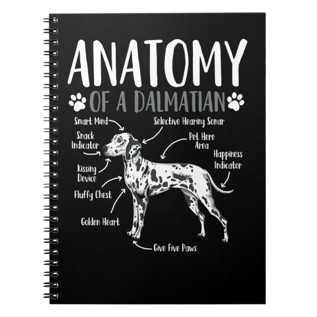 Dog Dalmatian Anatomy 59 Dog Lover Notebook (Front)