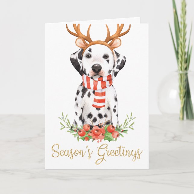 Dog Dalmatian Christmas Season's Greetings Holiday Card (Front)