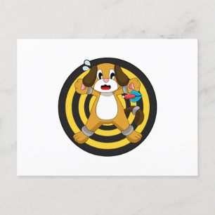 Dog Darts Dart Dartboard Postcard
