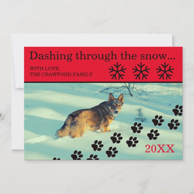 Dog Dashing Through the Snow - Christmas Card (Front)