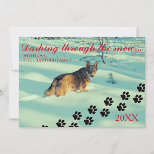 Dog Dashing Through the Snow - Christmas Card