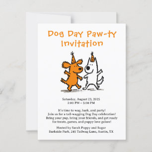Dog Day Paw-ty Invitation – Cute Puppy Party  Postcard