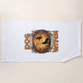 Dog Day Witch Night Halloween Wolf Moon Bats_1 Beach Towel