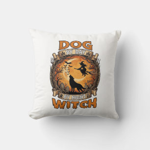 Dog Day Witch Night Halloween Wolf Moon Bats_1 Cushion