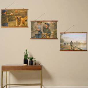 Dog Day Wood Topped Wall Triple Tapestry Set