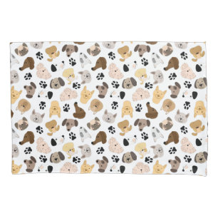 Dog Days - Dog Breeds and Dog Paws Pattern Pillowcase