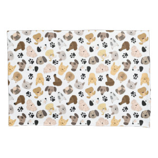 Dog Days - Dog Breeds and Dog Paws Pattern Pillowcase
