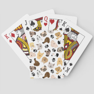 Dog Days - Dog Breeds and Dog Paws Pattern Playing Cards