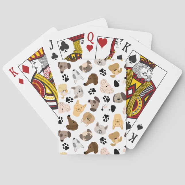 Dog Days - Dog Breeds and Dog Paws Pattern Playing Cards (Back)