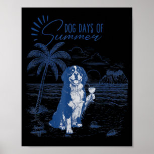 Dog Days of Summer Bernese Beach Vacation Poster