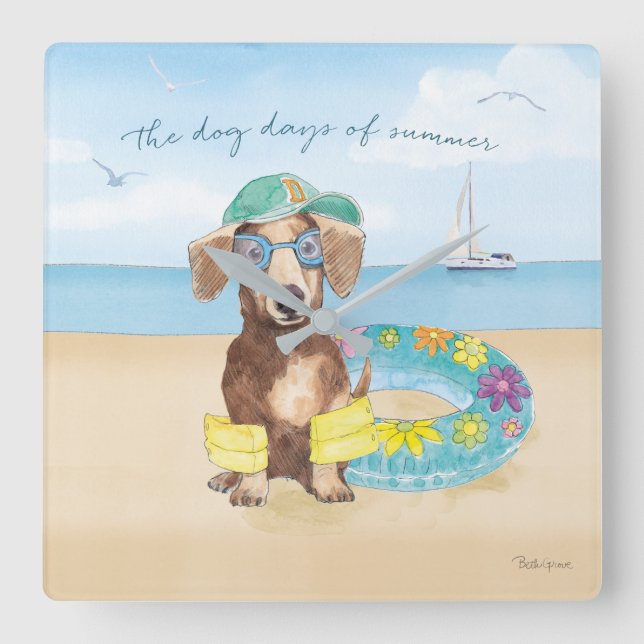 Dog Days of Summer Square Wall Clock (Front)