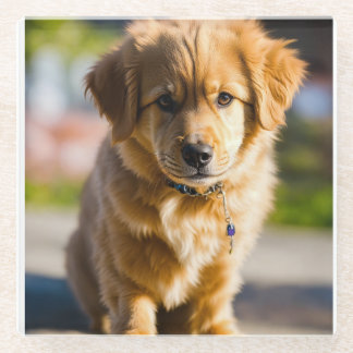dog decor glass coaster
