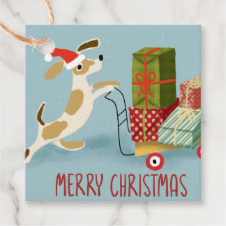 Dog Delivering Christmas Presents Favour Tags