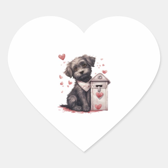 Dog Delivering Love Letter Valentine's Day Canine Heart Sticker (Front)