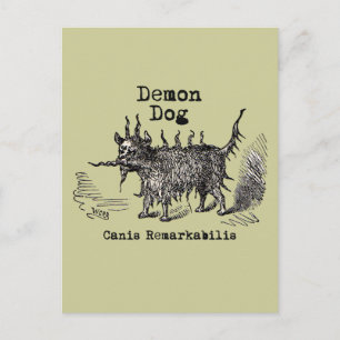 Dog Demon Vintage Funny Cute Postcard
