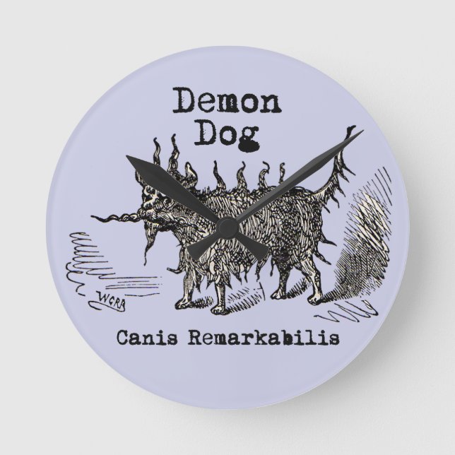 Dog Demon Vintage Funny Cute Round Clock (Front)