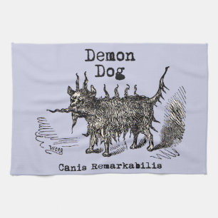Dog Demon Vintage Funny Cute Tea Towel