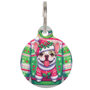 Dog design French bulldog Christmas funny Pet Tag