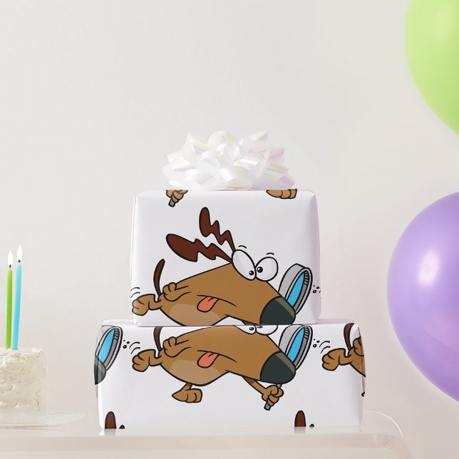 Dog Detective with Magnifying Glass Wrapping Paper (Creator Uploaded)