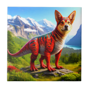 Dog Dinosaur Ceramic Tile