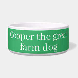 Dog dish, your dog's name & title, green bowl