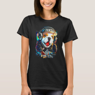Dog dj music party cool fun cute birthday present T-Shirt